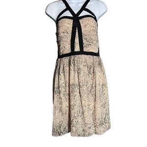 Coast Women's Sleeveless Front Cutout Shirred Back Snakeskin Mini Dress Size 10